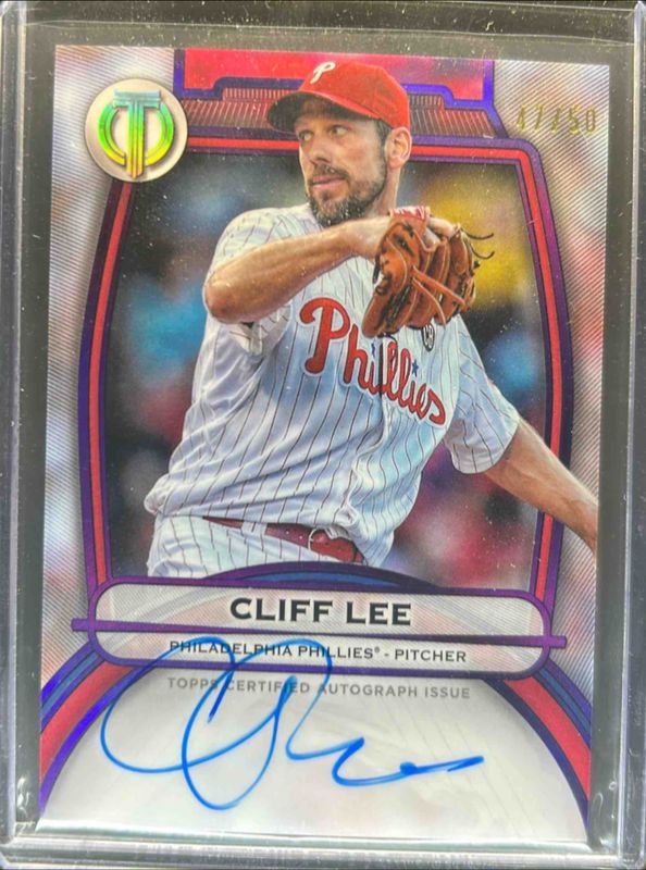 Cliff Lee 2025 Topps Tribute #TA-LEE Tribute Autograph - Purple /50 RAW