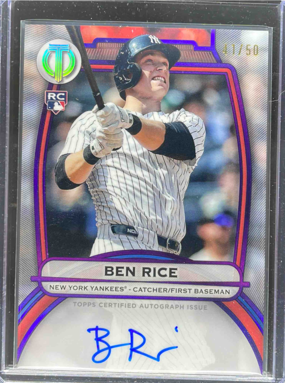 Ben Rice 2025 Topps Tribute #TA-BR Tribute Autograph - Purple /50 Price ...