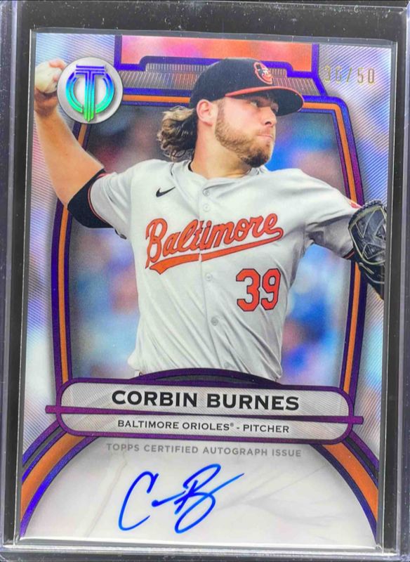 Corbin Burnes 2025 Topps Tribute #TA-CB Tribute Autograph - Purple /50 RAW