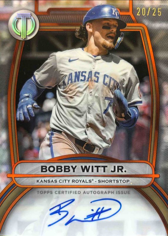 Bobby Witt 2025 Topps Tribute #TA-BW Tribute Autograph - Orange /25 RAW