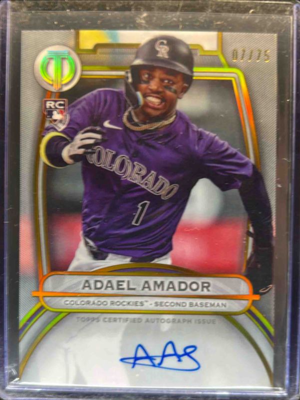 Adael Amador 2025 Topps Tribute #TA-AA Tribute Autograph - Gold /75 Rookie RAW
