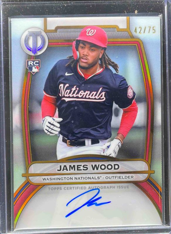 James Wood 2025 Topps Tribute #TA-JWO Tribute Autograph - Gold /75 Rookie RAW