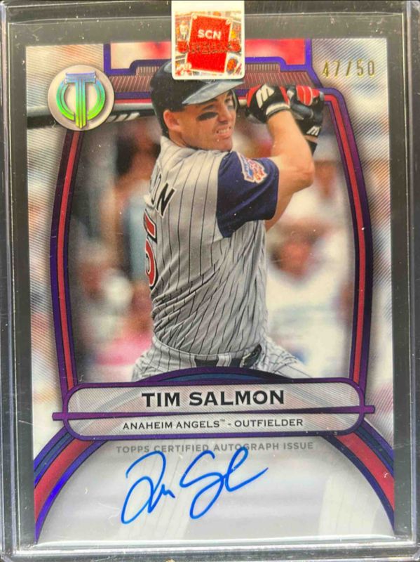 Tim Salmon 2025 Topps Tribute #TA-TSN Tribute Autograph - Purple /50 RAW
