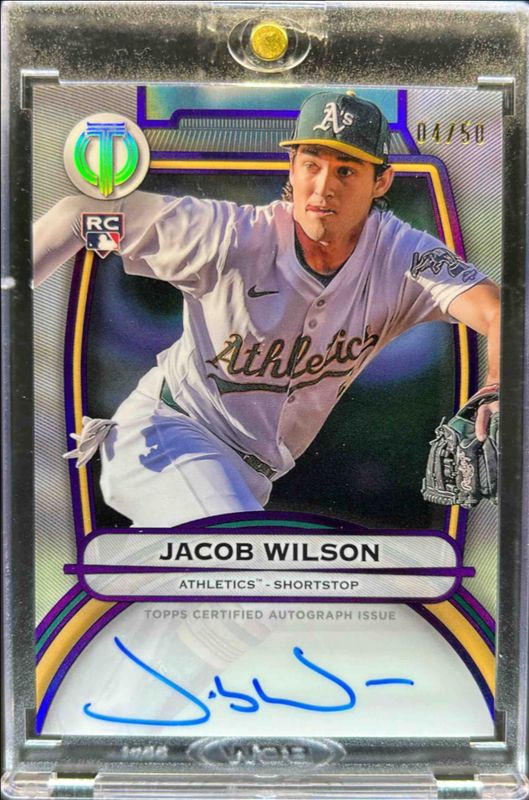 Jacob Wilson 2025 Topps Tribute #TA-WIL Tribute Autograph - Purple /50 Rookie RAW