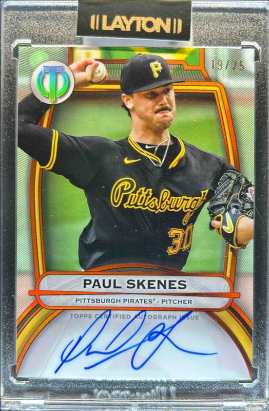 Paul Skenes 2025 Topps Tribute #TA-SKE Tribute Autograph - Orange /25 RAW