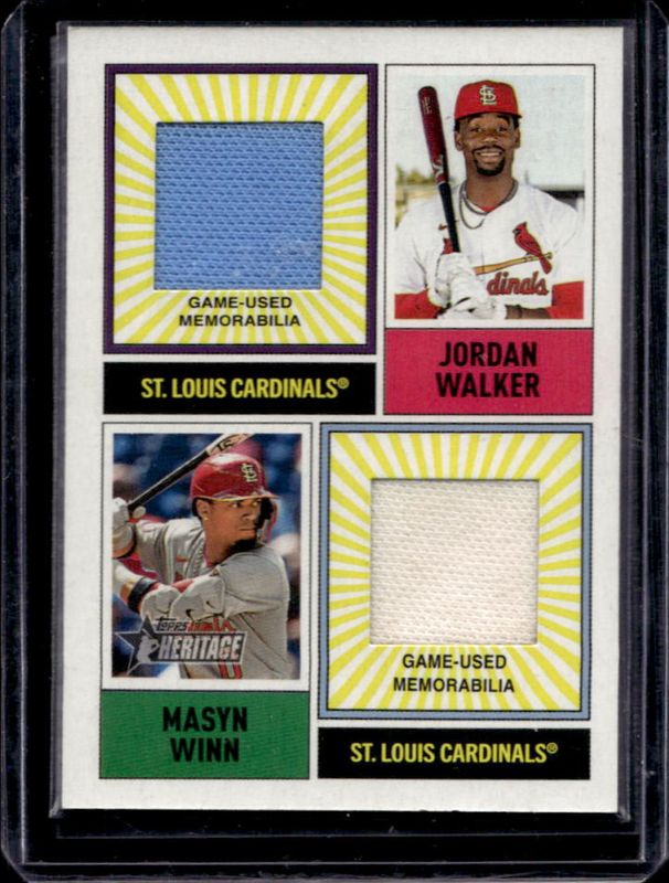 Jordan Walker / Masyn Winn 2025 Topps Heritage #DPMCR-WW Dual-Player MLB Collection Relics RAW