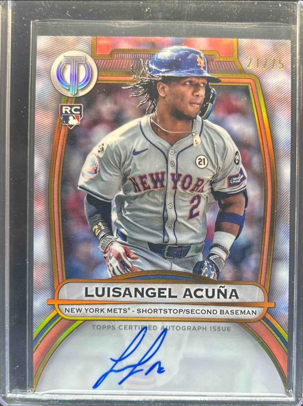Luisangel Acuna 2025 Topps Tribute #TA-LA Tribute Autograph - Gold /75 Rookie RAW