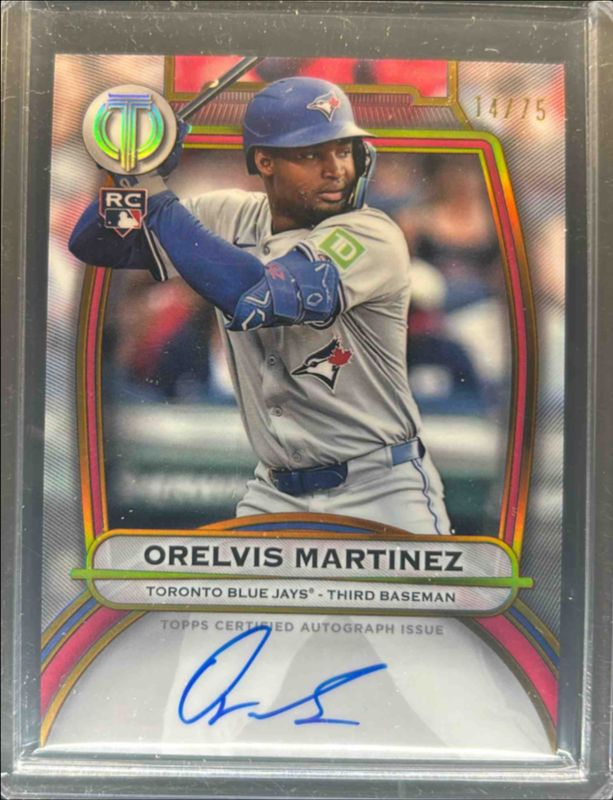 Orelvis Martinez 2025 Topps Tribute #TA-OM Tribute Autograph - Gold /75 Rookie RAW