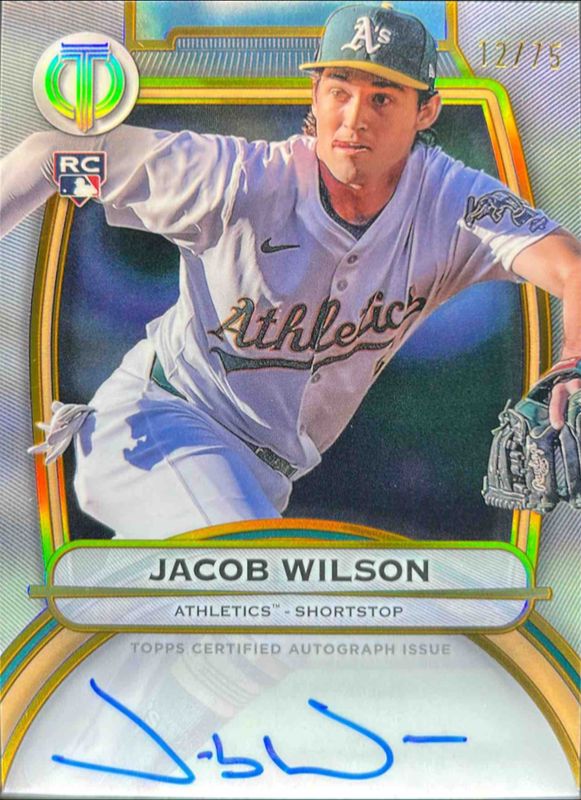 Jacob Wilson 2025 Topps Tribute #TA-WIL Tribute Autograph - Gold /75 Rookie RAW