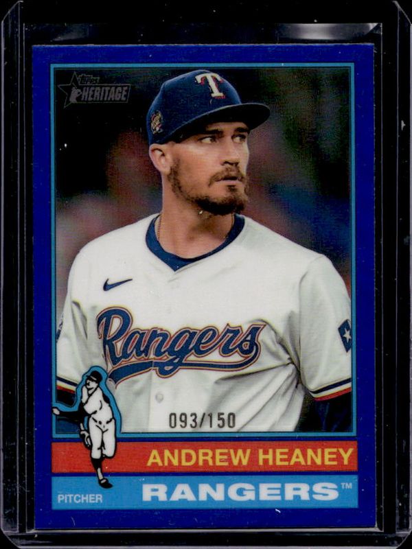 Andrew Heaney 2025 Topps Heritage #55 Chrome - Blue Refractor /150 RAW