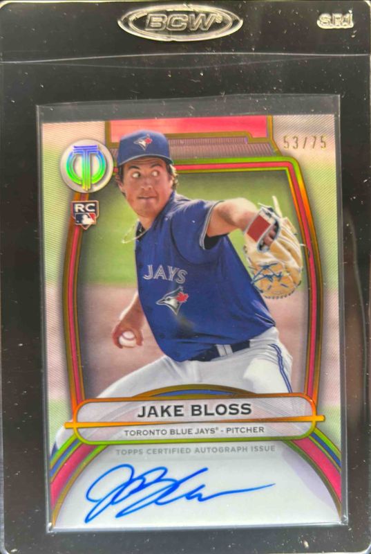 Jake Bloss 2025 Topps Tribute #TA-JB Tribute Autograph - Gold /75 Rookie RAW