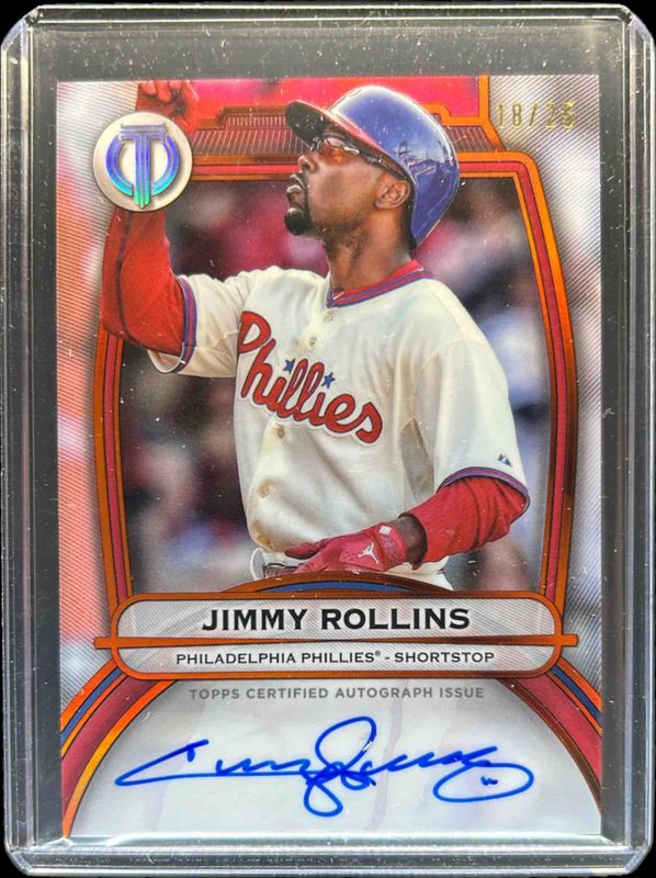 Jimmy Rollins 2025 Topps Tribute #TA-JROL Tribute Autograph - Orange /25 RAW