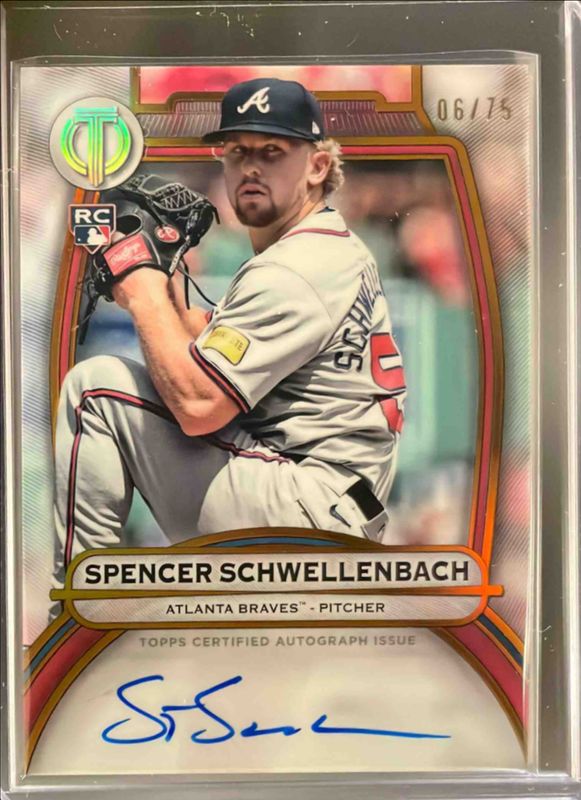 Spencer Schwellenbach 2025 Topps Tribute #TA-SS Tribute Autograph - Gold /75 Rookie RAW