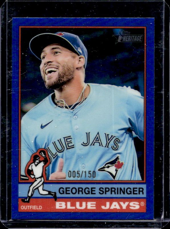 George Springer 2025 Topps Heritage #393 Chrome - Blue Refractor /150 RAW