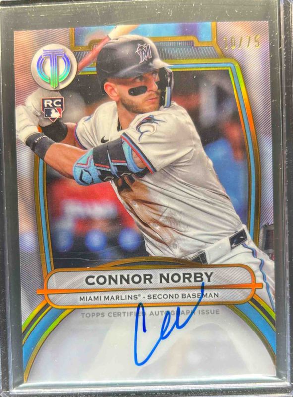 Connor Norby 2025 Topps Tribute #TA-CN Tribute Autograph - Gold /75 Rookie RAW