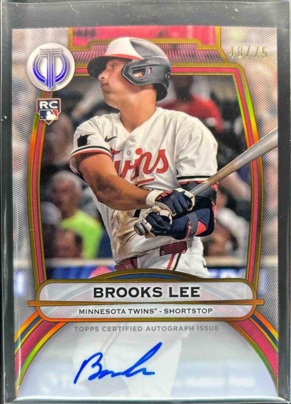Brooks Lee 2025 Topps Tribute #TA-BL Tribute Autograph - Gold /75 Rookie RAW