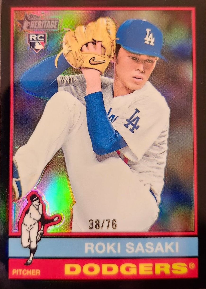 Roki Sasaki 2025 Topps Heritage #224 Chrome - Black Refractor /76