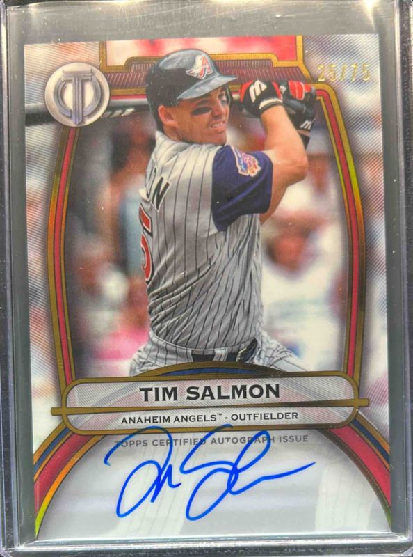 Tim Salmon 2025 Topps Tribute #TA-TSN Tribute Autograph - Gold /75 RAW