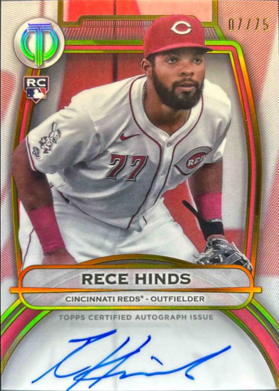 Rece Hinds 2025 Topps Tribute #TA-RHI Tribute Autograph - Gold /75 Rookie RAW