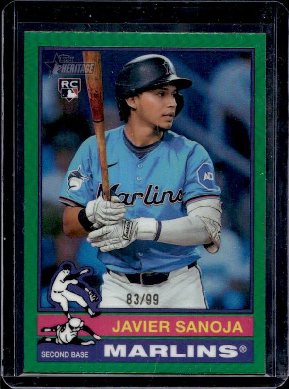 Javier Sanoja 2025 Topps Heritage #167 Chrome - Green Refractor /99 Rookie RAW