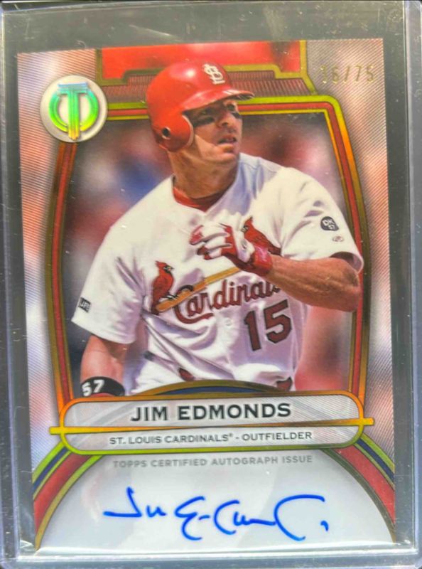 Jim Edmonds 2025 Topps Tribute #TA-JE Tribute Autograph - Gold /75 RAW
