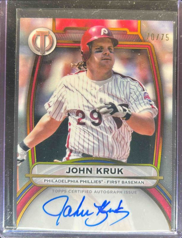 John Kruk 2025 Topps Tribute #TA-JK Tribute Autograph - Gold /75 RAW