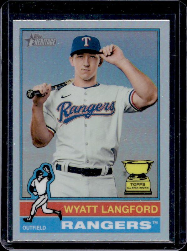 Wyatt Langford 2025 Topps Heritage #29 Chrome - Red Refractor RAW