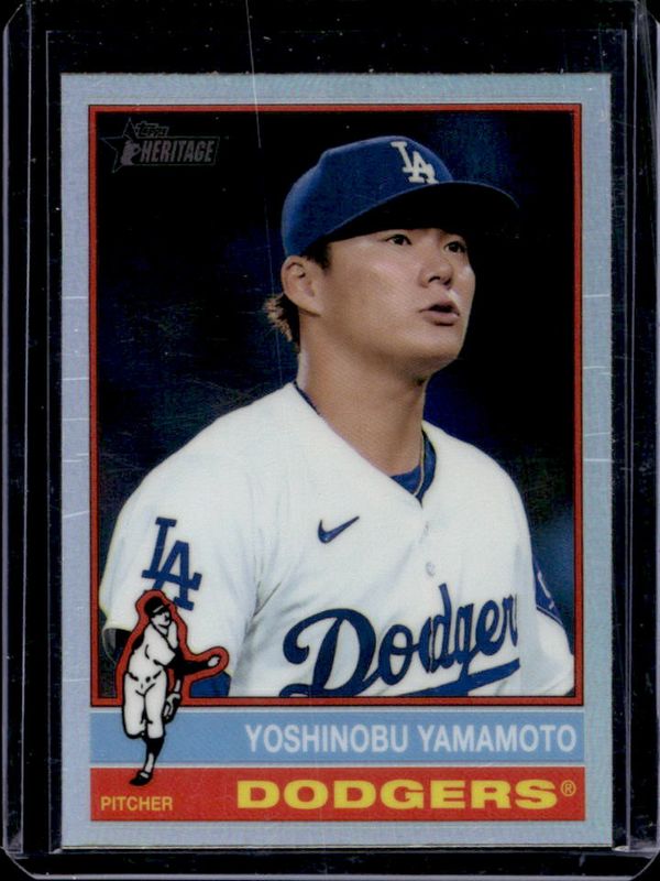 Yoshinobu Yamamoto 2025 Topps Heritage #172 Chrome - Red Refractor RAW