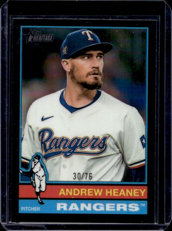 Andrew Heaney 2025 Topps Heritage #55 Chrome - Black Refractor /76 RAW