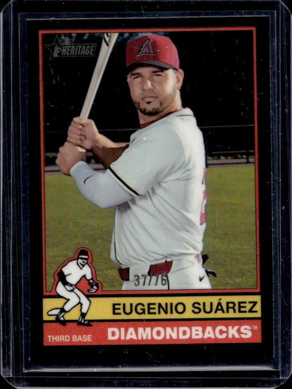 Eugenio Suarez 2025 Topps Heritage #223 Chrome - Black Refractor /76 RAW