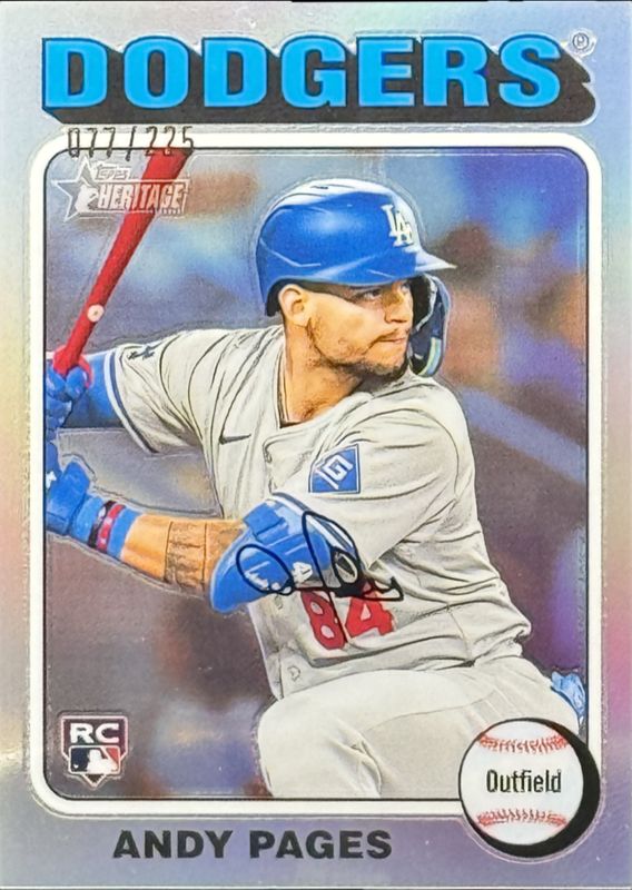Andy Pages 2025 Topps Heritage #379 Chrome - Red Refractor RAW
