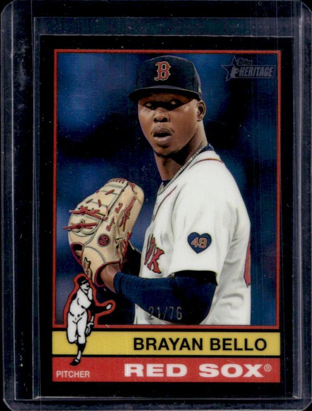 Brayan Bello 2025 Topps Heritage #384 Chrome - Black Refractor /76 RAW