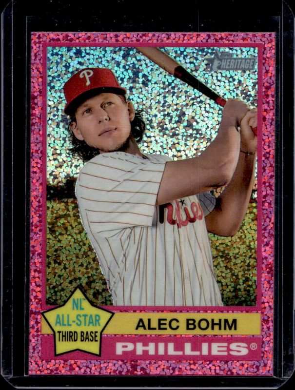 Alec Bohm 2025 Topps Heritage #240 Chrome - Pink Sparkle Refractor RAW
