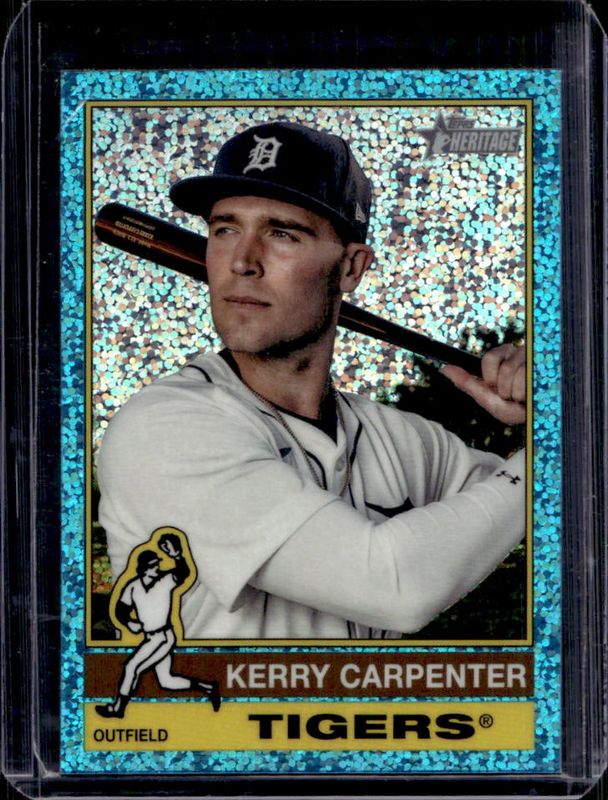 Kerry Carpenter 2025 Topps Heritage #226 Chrome - Light Blue Sparkle Refractor RAW