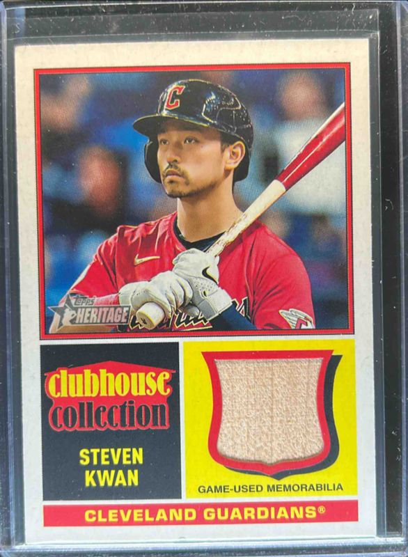 Steven Kwan 2025 Topps Heritage #CCR-SK Clubhouse Collection Relics RAW