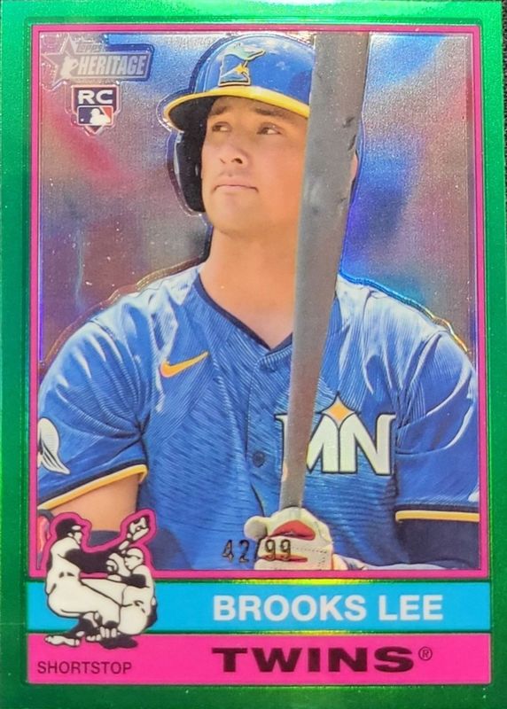Brooks Lee 2025 Topps Heritage #63 Chrome - Green Refractor /99 Rookie RAW