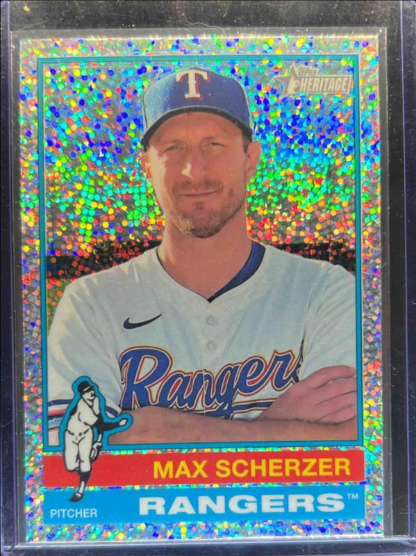 Max Scherzer 2025 Topps Heritage #182 Chrome - Silver Sparkle Refractor RAW