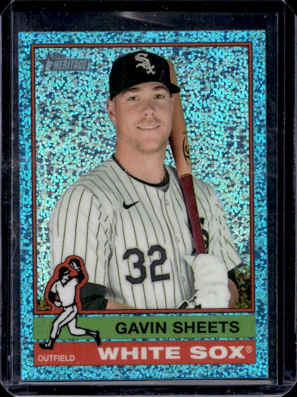 Gavin Sheets 2025 Topps Heritage #464 Chrome - Light Blue Sparkle Refractor RAW
