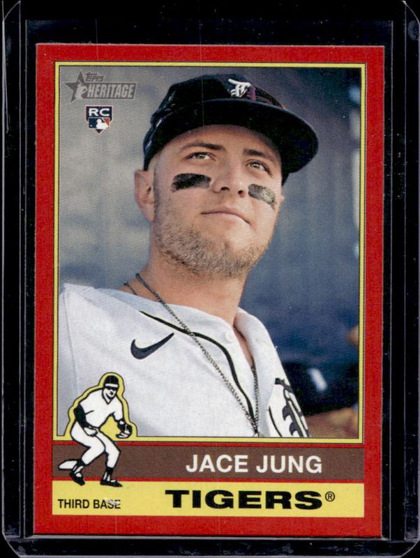 Jace Jung 2025 Topps Heritage #71 Red Border Rookie RAW