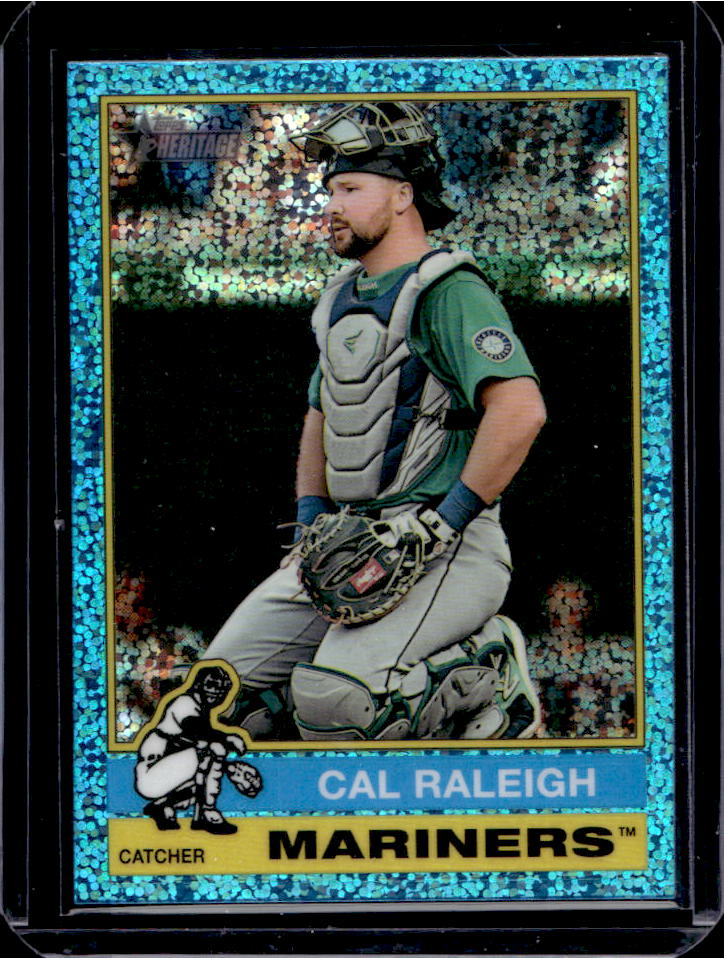 Cal Raleigh 2025 Topps Heritage #472 Chrome - Light Blue Sparkle ...