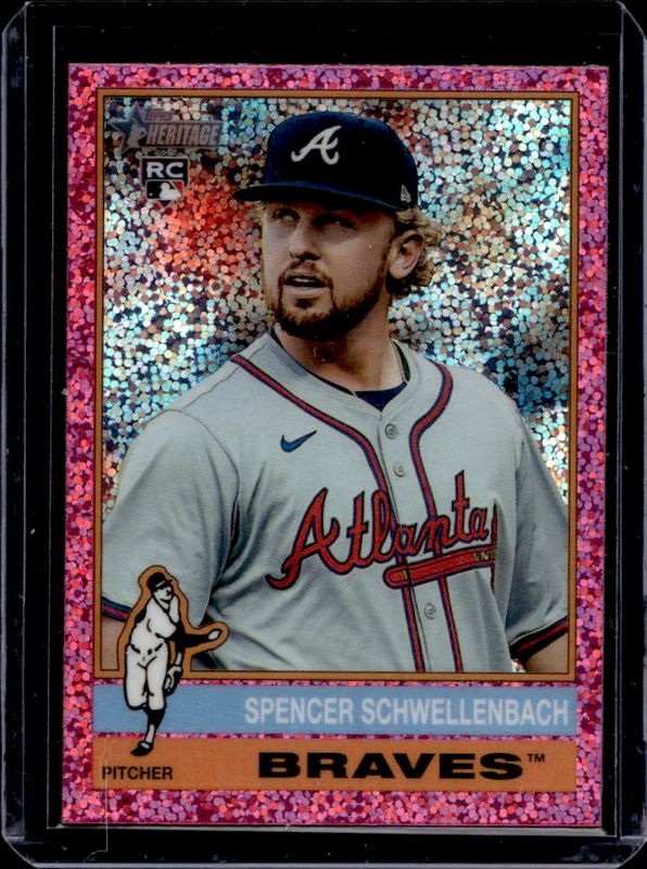Spencer Schwellenbach 2025 Topps Heritage #58 Chrome - Pink Sparkle Refractor Rookie RAW