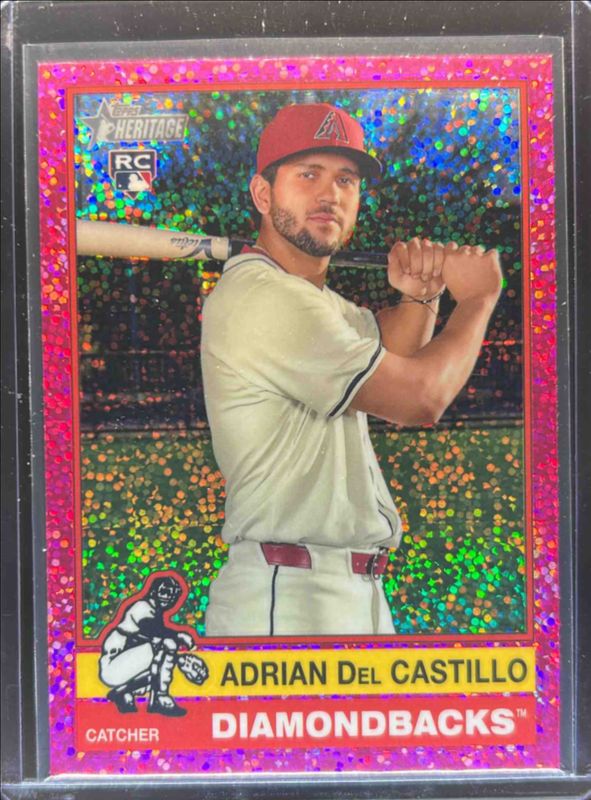 2025 Topps Heritage #270 Chrome - Pink Sparkle Refractor