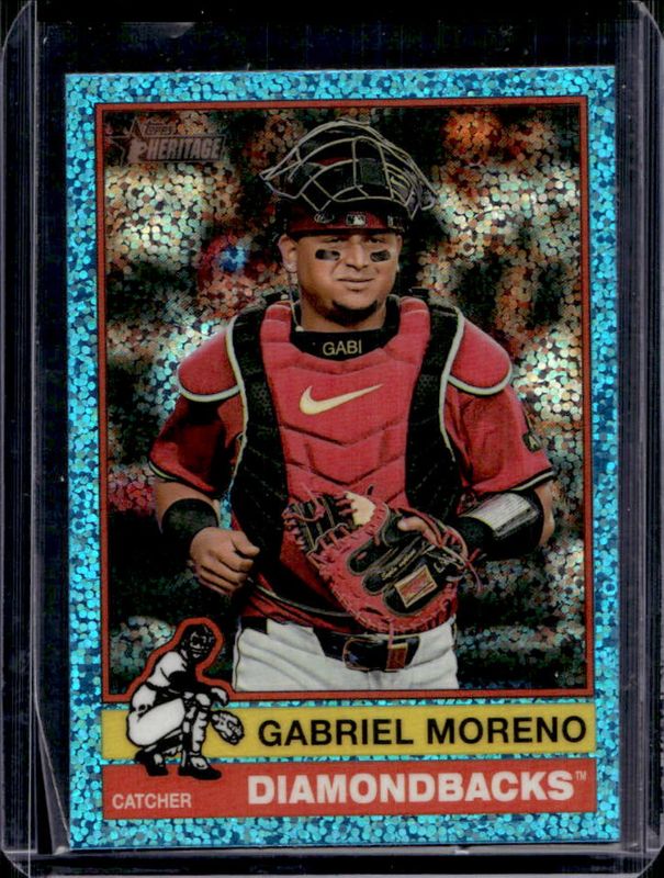 Gabriel Moreno 2025 Topps Heritage #498 Chrome - Light Blue Sparkle Refractor RAW