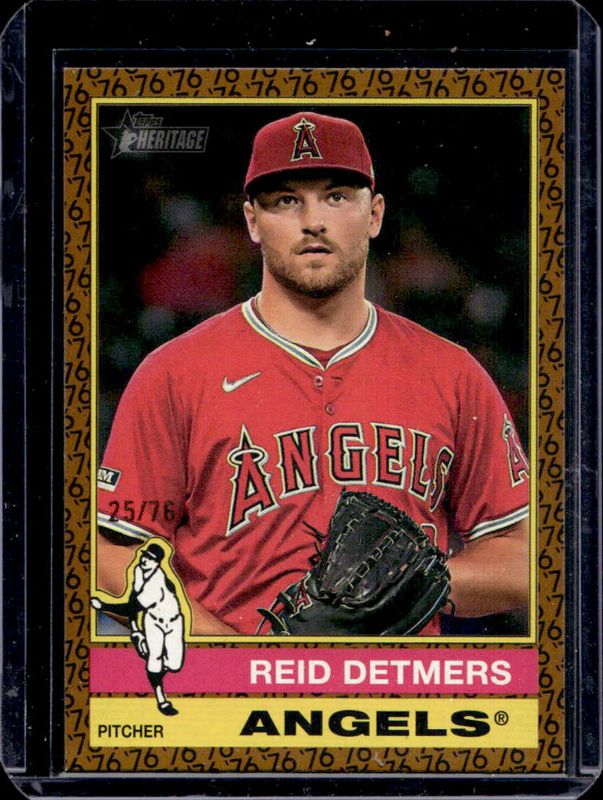 Reid Detmers 2025 Topps Heritage #411 Color of the Year /76 RAW