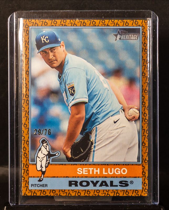 Seth Lugo 2025 Topps Heritage #312 Color of the Year /76 RAW