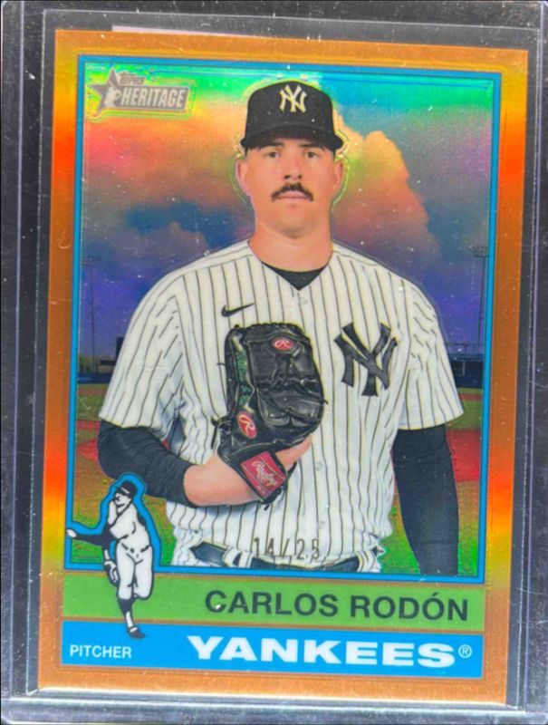 Carlos Rodon 2025 Topps Heritage #481 Chrome - Orange Refractor /25 ...