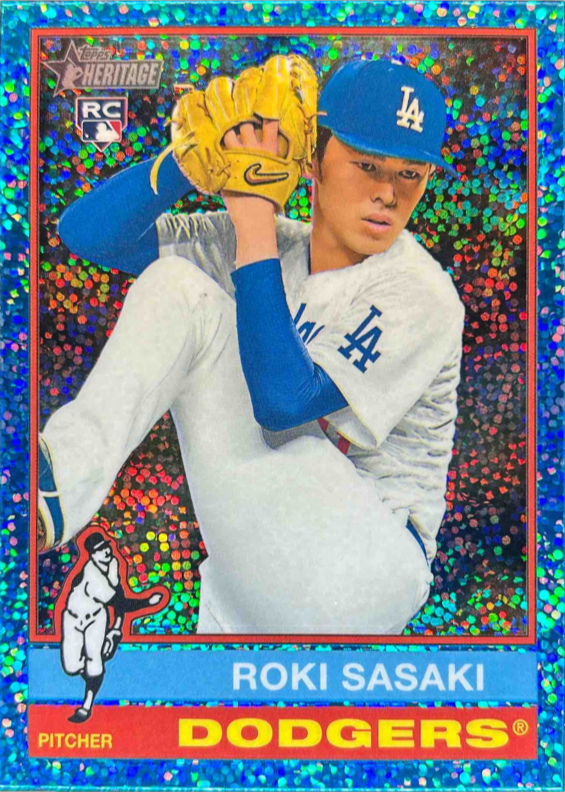 Roki Sasaki 2025 Topps Heritage #224 Chrome - Light Blue Sparkle ...