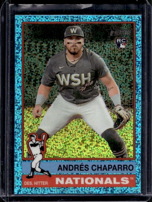 Andres Chaparro 2025 Topps Heritage #418 Chrome - Light Blue Sparkle Refractor Rookie RAW