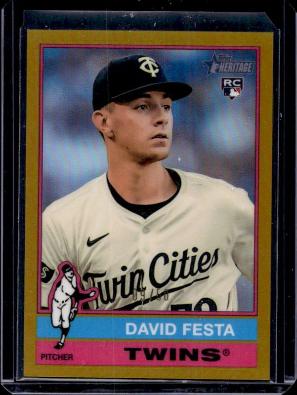 David Festa 2025 Topps Heritage #249 Chrome - Gold Refractor /50 Rookie RAW