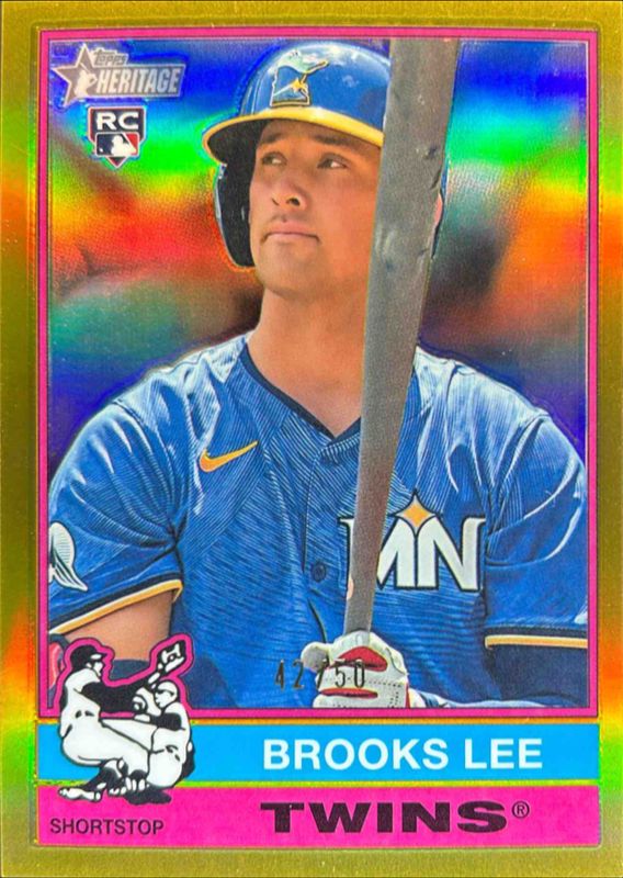 Brooks Lee 2025 Topps Heritage #63 Chrome - Gold Refractor /50 Rookie RAW